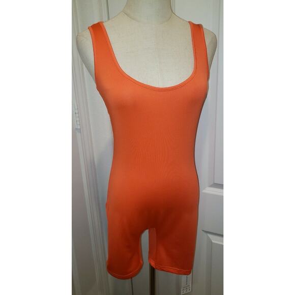 Lufeng Sleeveless One-Piece Orange Short Jumpsuit Bodysuit Size Medium - Picture 1 of 8